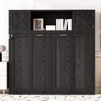 Cama armario Murphy Queen, Cama Murphy tamaño Queen con gabinetes de almacenamiento, Cama de pared de madera Queen, Marco de cama Murphy con arcón