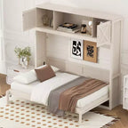 Cama armario Murphy Queen, Cama Murphy tamaño Queen con gabinetes de almacenamiento, Cama de pared de madera Queen, Marco de cama Murphy con arcón