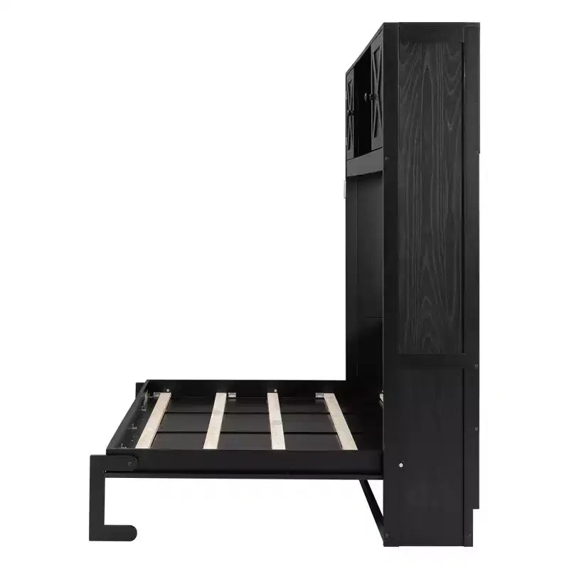 Cama armario Murphy Queen, Cama Murphy tamaño Queen con gabinetes de almacenamiento, Cama de pared de madera Queen, Marco de cama Murphy con arcón