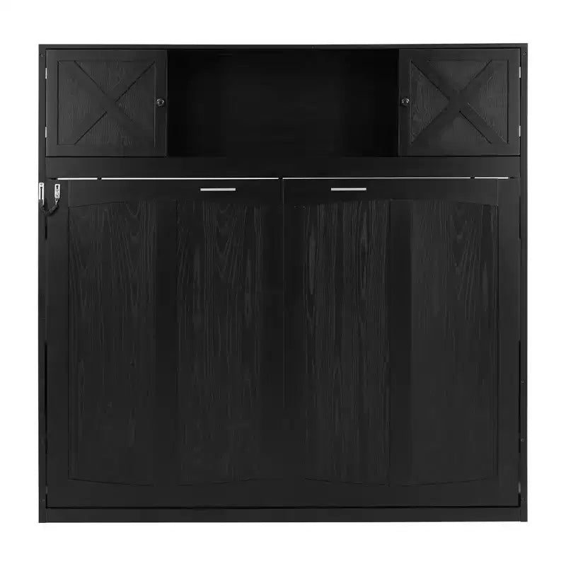 Cama armario Murphy Queen, Cama Murphy tamaño Queen con gabinetes de almacenamiento, Cama de pared de madera Queen, Marco de cama Murphy con arcón