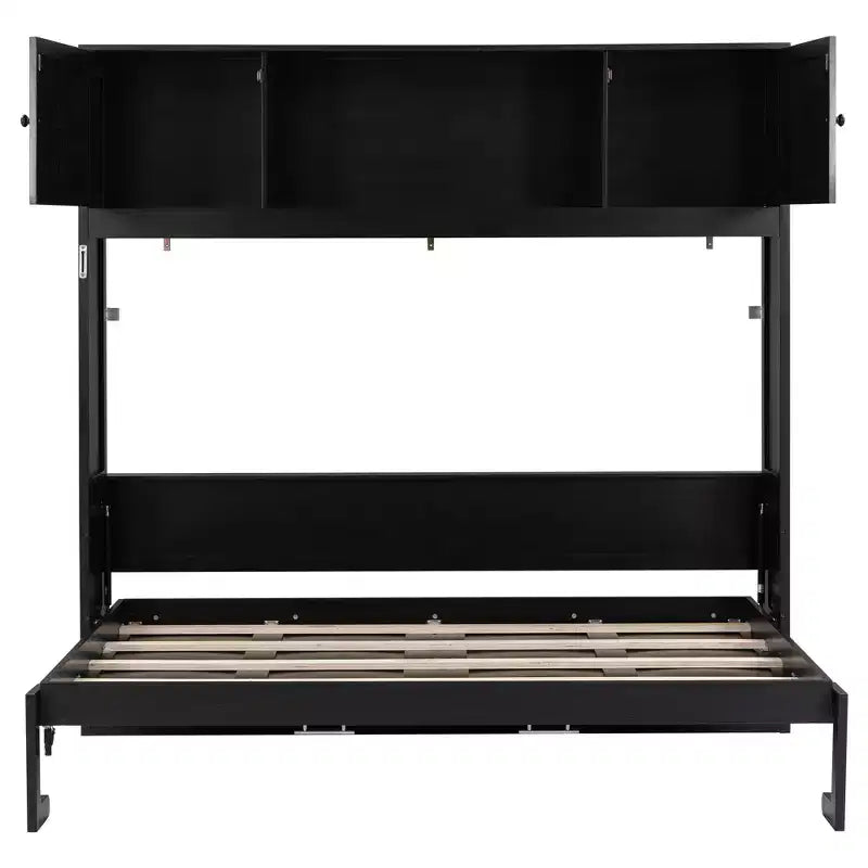 Cama armario Murphy Queen, Cama Murphy tamaño Queen con gabinetes de almacenamiento, Cama de pared de madera Queen, Marco de cama Murphy con arcón