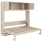 Cama armario Murphy Queen, Cama Murphy tamaño Queen con gabinetes de almacenamiento, Cama de pared de madera Queen, Marco de cama Murphy con arcón