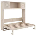 Cama armario Murphy Queen, Cama Murphy tamaño Queen con gabinetes de almacenamiento, Cama de pared de madera Queen, Marco de cama Murphy con arcón