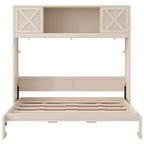Cama armario Murphy Queen, Cama Murphy tamaño Queen con gabinetes de almacenamiento, Cama de pared de madera Queen, Marco de cama Murphy con arcón
