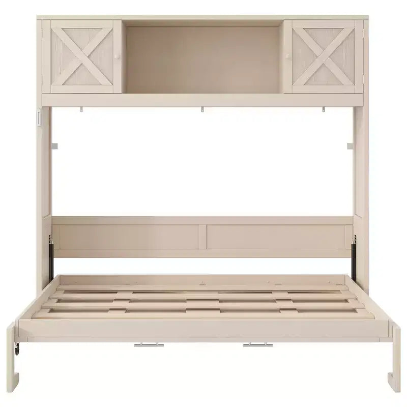 Cama armario Murphy Queen, Cama Murphy tamaño Queen con gabinetes de almacenamiento, Cama de pared de madera Queen, Marco de cama Murphy con arcón