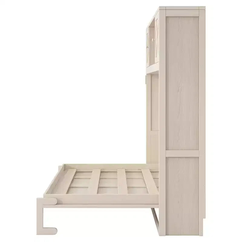Cama armario Murphy Queen, Cama Murphy tamaño Queen con gabinetes de almacenamiento, Cama de pared de madera Queen, Marco de cama Murphy con arcón