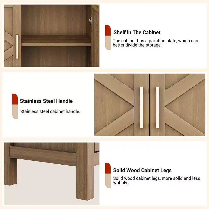 Aparador tipo alacena de granja con cajón, consola de almacenamiento con estante ajustable para cocina, comedor, entrada o cafetería