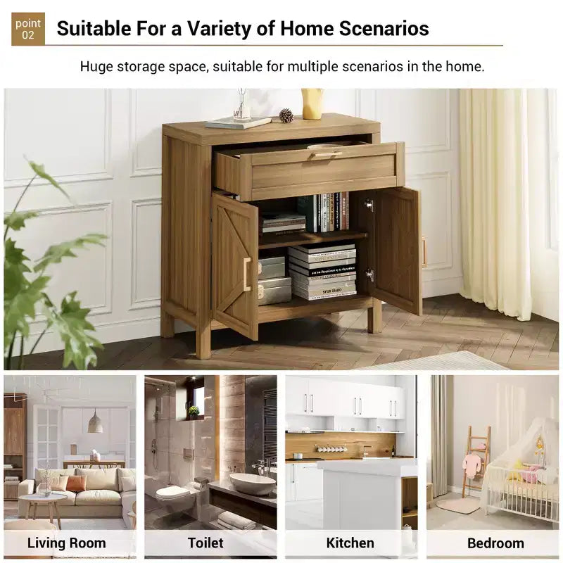 Aparador tipo alacena de granja con cajón, consola de almacenamiento con estante ajustable para cocina, comedor, entrada o cafetería