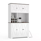 Alacena de Cocina Alta de 71", Aparador Independiente con Soporte para Microondas y Botellero, Mueble Bar de Café de Madera para Sala de Estar Cocina