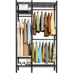 Clothes Hanger Rack Heavy Duty Coat Rack with Shelves 4-Tier Portable Shelves Freestanding Closet System 850 lbs Max Load
