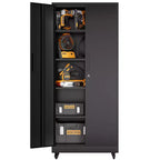 VIYET 71H Rolling Garage Storage Cabinet,Heavy-Duty Metal Lockable Cabinet w/ 4 Adjustable Shelves (Mobile Tool Organizer for Workshop/Office)