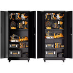 Gabinete de almacenamiento rodante para garaje de 71 pulgadas de alto, gabinete metálico resistente con cerradura y 4 estantes ajustables (organizador de herramientas móvil para taller/oficina)