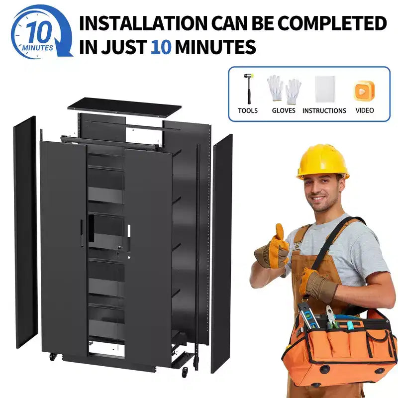 Gabinete de almacenamiento rodante para garaje de 71 pulgadas de alto, gabinete metálico resistente con cerradura y 4 estantes ajustables (organizador de herramientas móvil para taller/oficina)