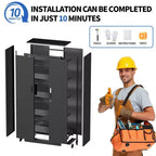Gabinete de almacenamiento rodante para garaje de 71 pulgadas de alto, gabinete metálico resistente con cerradura y 4 estantes ajustables (organizador de herramientas móvil para taller/oficina)