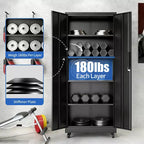 Gabinete de almacenamiento rodante para garaje de 71 pulgadas de alto, gabinete metálico resistente con cerradura y 4 estantes ajustables (organizador de herramientas móvil para taller/oficina)