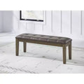 Signature Design by Ashley Vallister Upholstered Dining Room Bench, Faux Leather Seat, Light Brown Finish