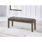 Signature Design by Ashley Vallister Upholstered Dining Room Bench, Faux Leather Seat, Light Brown Finish