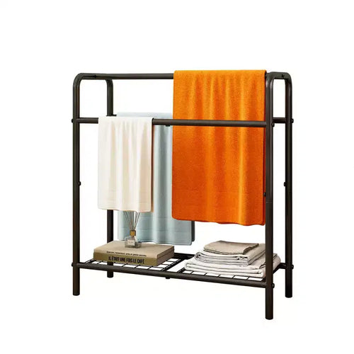 Toallero metálico de 3 niveles, toallero de pie para baño, ahorra espacio con almacenamiento, estante de exhibición para dormitorio, baño, piscina