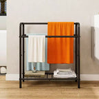 Toallero metálico de 3 niveles, toallero de pie para baño, ahorra espacio con almacenamiento, estante de exhibición para dormitorio, baño, piscina