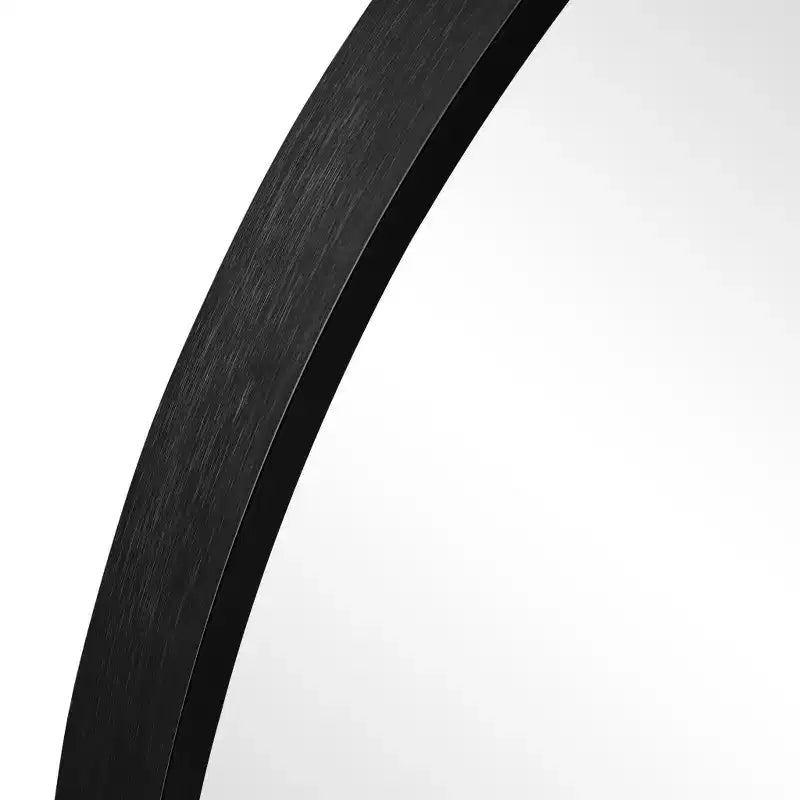Espejo de tocador de baño enmarcado, arco ancho, metal negro, 29 pulgadas