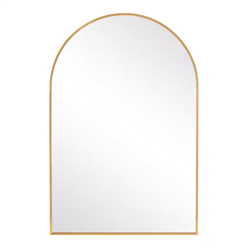 HomeRoots 36 Gold Metal Arch Framed Bathroom Vanity Mirror