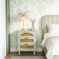 GDFStudio Micah Modern 19.7 Rattan Nightstand with 2 Drawers