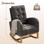 Moderna mecedora para guardería, mecedora tapizada con bolsillo lateral y patas de madera, cómoda mecedora para sala de estar, dormitorio