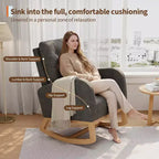 Moderna mecedora para guardería, mecedora tapizada con bolsillo lateral y patas de madera, cómoda mecedora para sala de estar, dormitorio