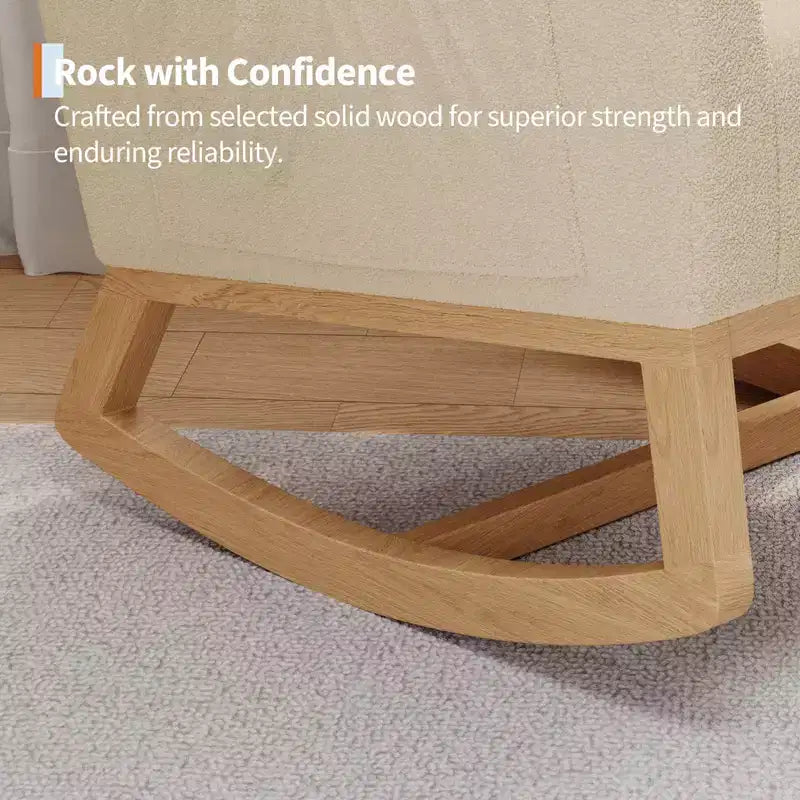 Moderna mecedora para guardería, mecedora tapizada con bolsillo lateral y patas de madera, cómoda mecedora para sala de estar, dormitorio