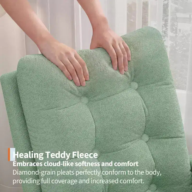 Moderna mecedora para guardería, mecedora tapizada con bolsillo lateral y patas de madera, cómoda mecedora para sala de estar, dormitorio