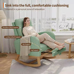 Moderna mecedora para guardería, mecedora tapizada con bolsillo lateral y patas de madera, cómoda mecedora para sala de estar, dormitorio