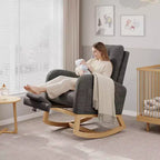 Moderna mecedora para guardería, mecedora tapizada con bolsillo lateral y patas de madera, cómoda mecedora para sala de estar, dormitorio