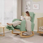 Moderna mecedora para guardería, mecedora tapizada con bolsillo lateral y patas de madera, cómoda mecedora para sala de estar, dormitorio