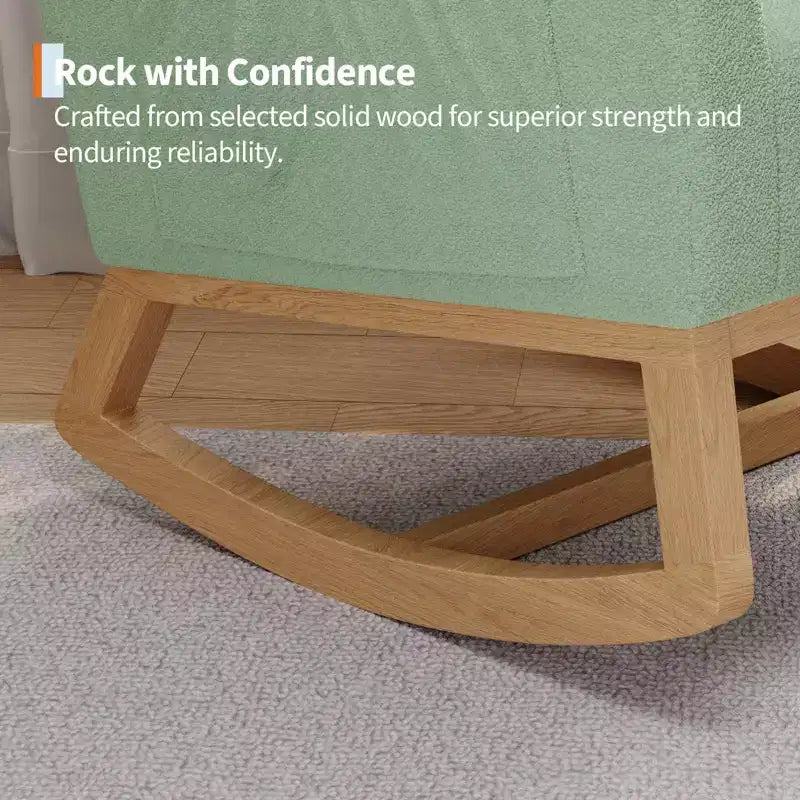 Moderna mecedora para guardería, mecedora tapizada con bolsillo lateral y patas de madera, cómoda mecedora para sala de estar, dormitorio