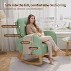Moderna mecedora para guardería, mecedora tapizada con bolsillo lateral y patas de madera, cómoda mecedora para sala de estar, dormitorio