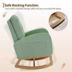 Moderna mecedora para guardería, mecedora tapizada con bolsillo lateral y patas de madera, cómoda mecedora para sala de estar, dormitorio
