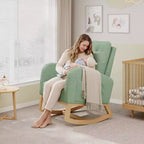 Moderna mecedora para guardería, mecedora tapizada con bolsillo lateral y patas de madera, cómoda mecedora para sala de estar, dormitorio