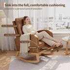 Moderna mecedora para guardería, mecedora tapizada con bolsillo lateral y patas de madera, cómoda mecedora para sala de estar, dormitorio