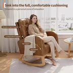 Moderna mecedora para guardería, mecedora tapizada con bolsillo lateral y patas de madera, cómoda mecedora para sala de estar, dormitorio