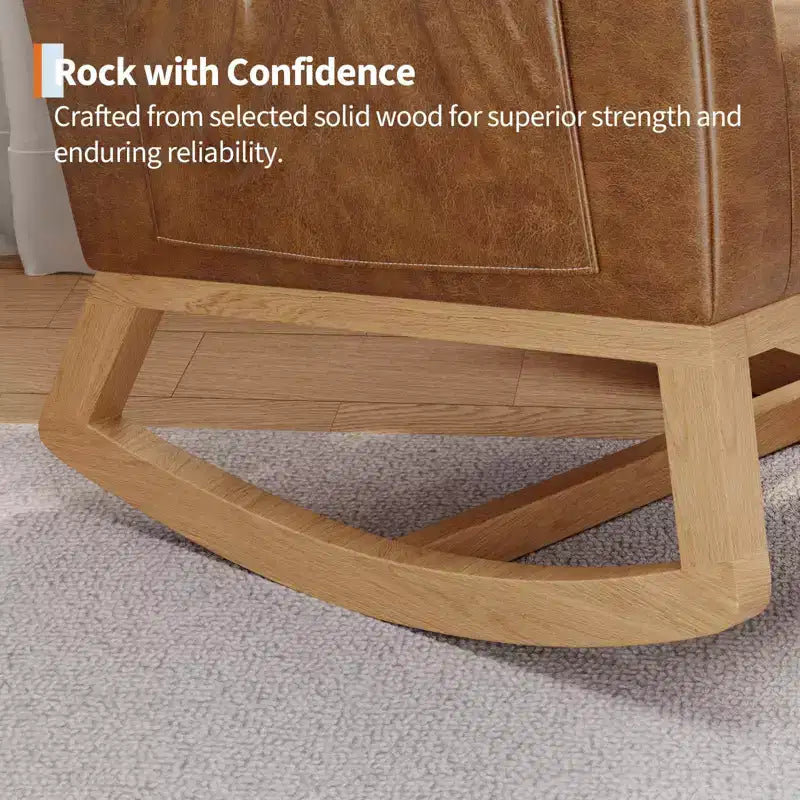 Moderna mecedora para guardería, mecedora tapizada con bolsillo lateral y patas de madera, cómoda mecedora para sala de estar, dormitorio