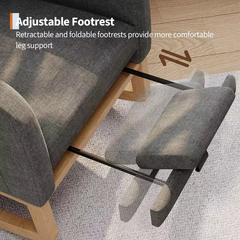 Moderna mecedora para guardería, mecedora tapizada con bolsillo lateral y patas de madera, cómoda mecedora para sala de estar, dormitorio
