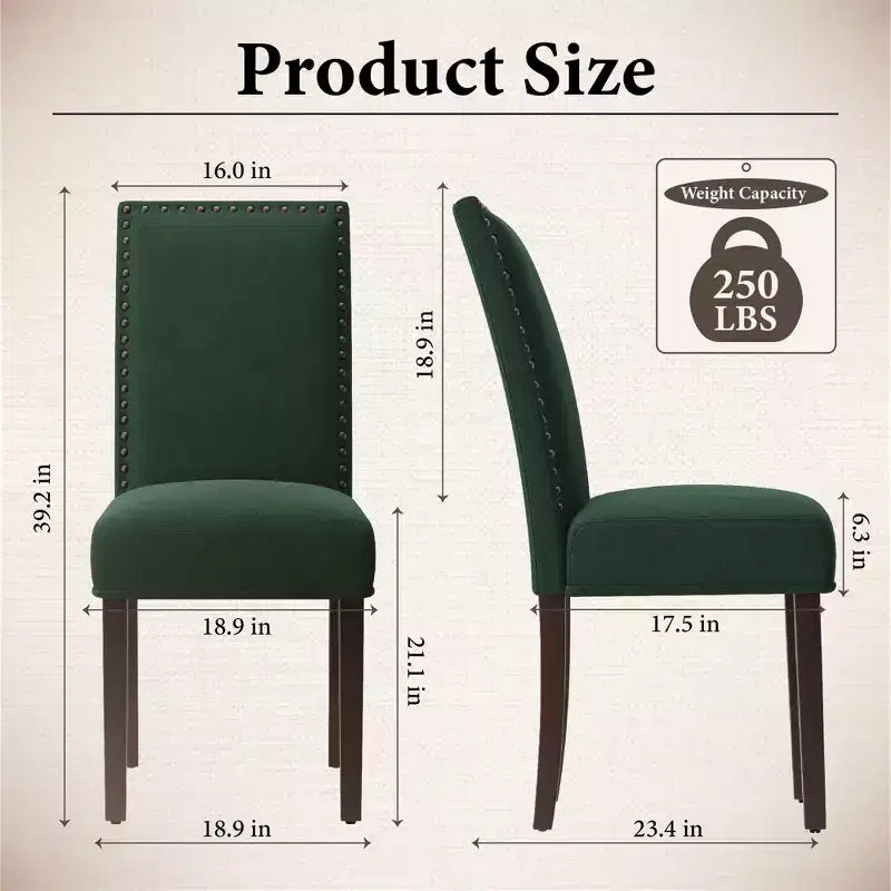 Sillas de comedor ergonómicas de terciopelo con cojín grueso y patas de madera maciza para comedor y sala de estar