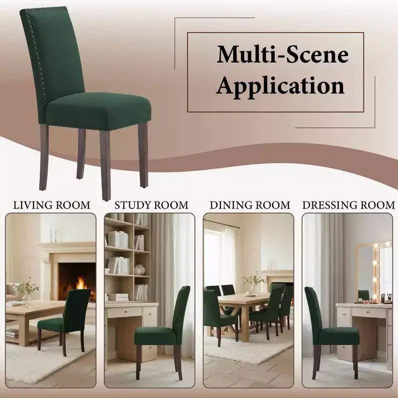 Sillas de comedor ergonómicas de terciopelo con cojín grueso y patas de madera maciza para comedor y sala de estar