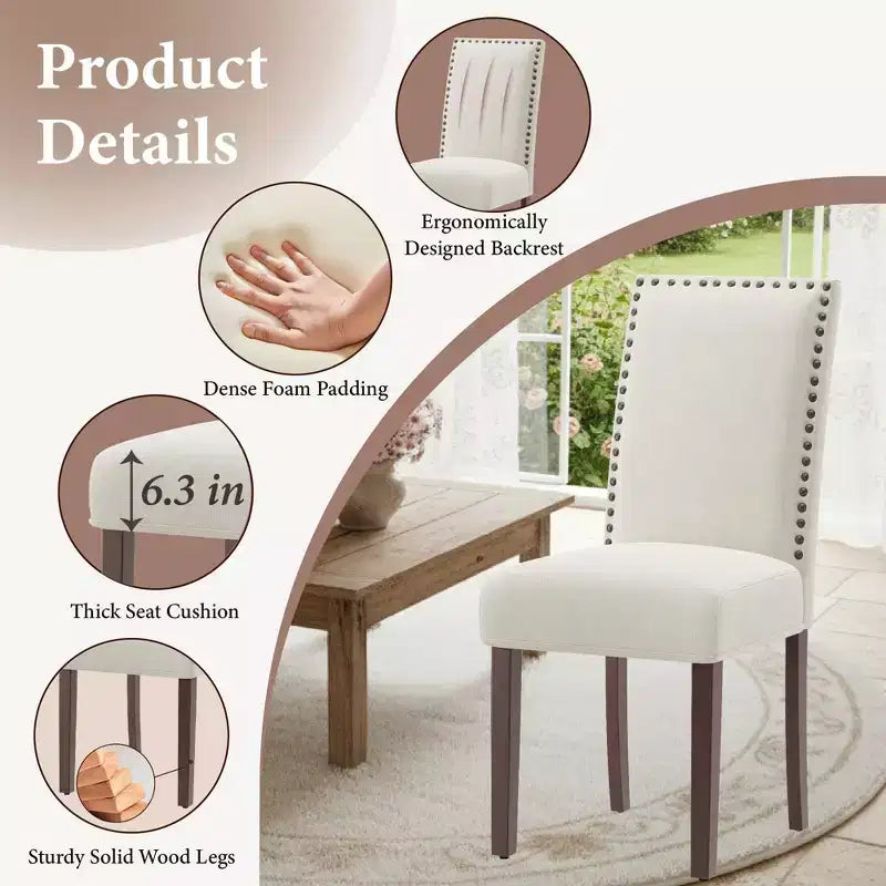 Sillas de comedor ergonómicas de terciopelo con cojín grueso y patas de madera maciza para comedor y sala de estar