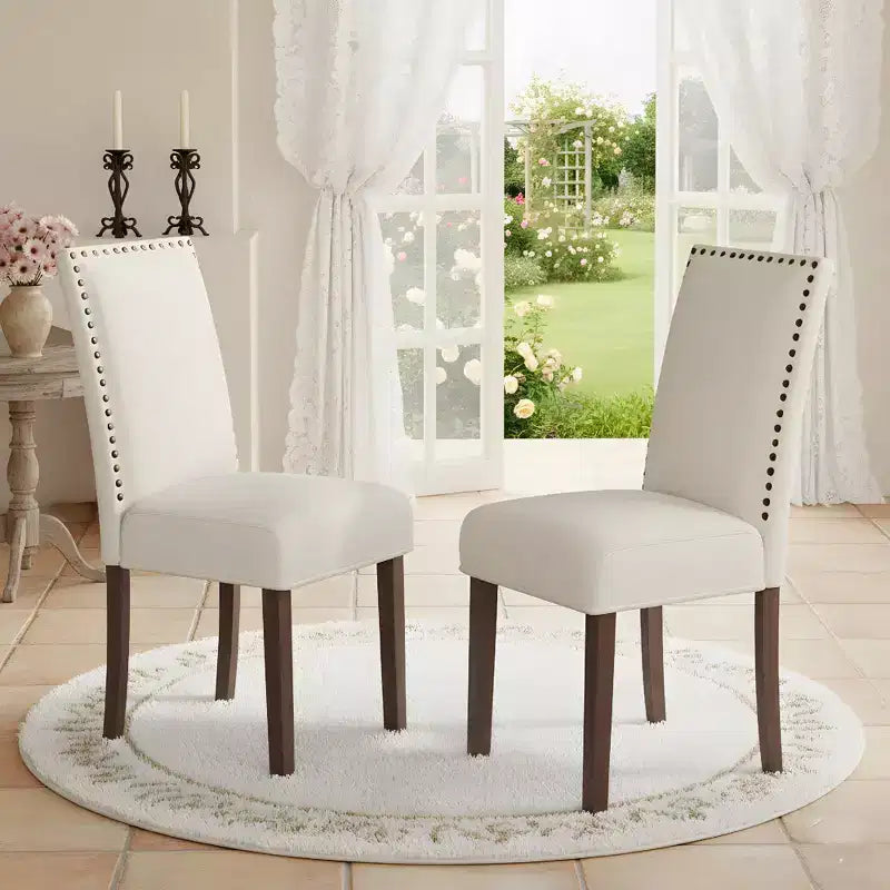 Ergonomic Velvet Dining Chairs with Thick Cushion & Solid Wood Legs for Dining Room and Living Room