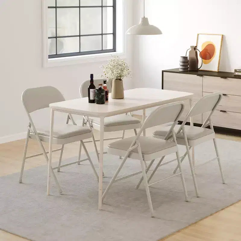 8 sillas de comedor plegables con asiento y respaldo acolchados, sillas de acero apilables