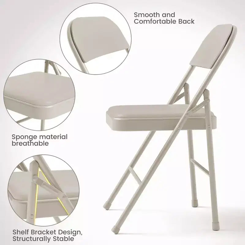 8 sillas de comedor plegables con asiento y respaldo acolchados, sillas de acero apilables