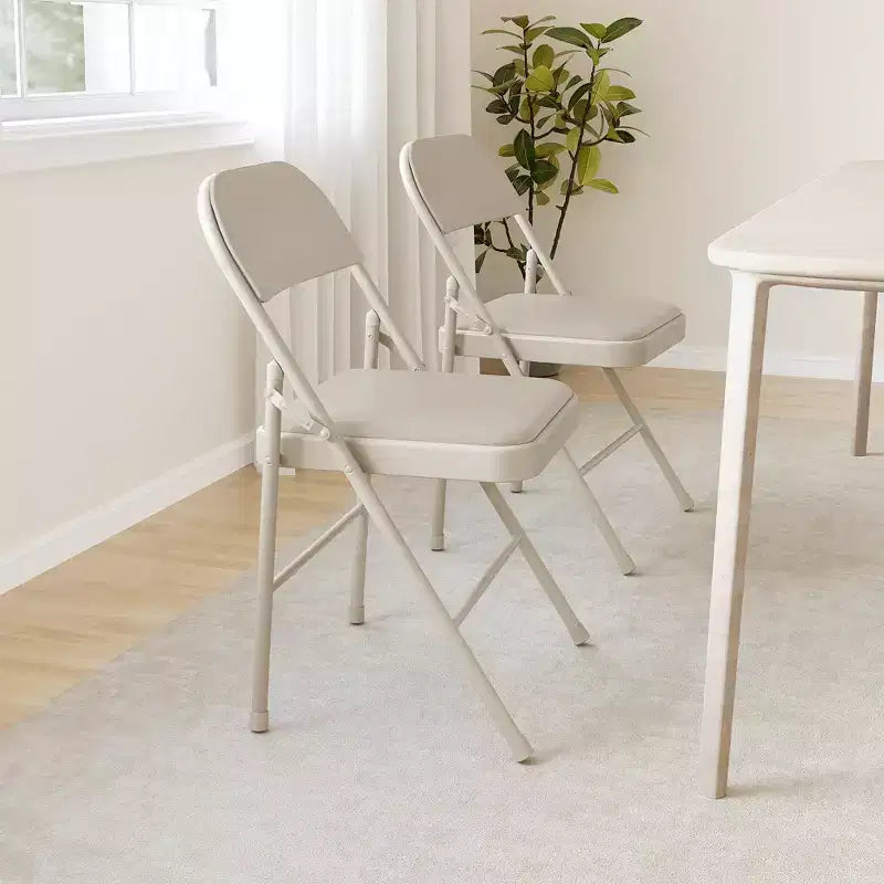8 sillas de comedor plegables con asiento y respaldo acolchados, sillas de acero apilables