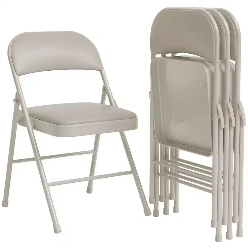 8 sillas de comedor plegables con asiento y respaldo acolchados, sillas de acero apilables