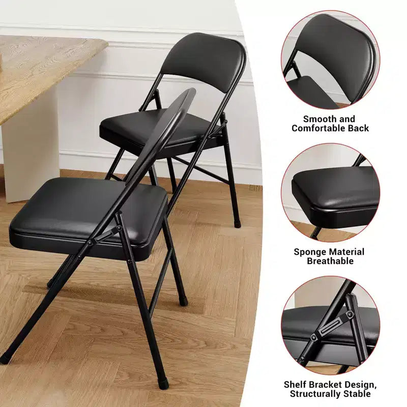 8 sillas de comedor plegables con asiento y respaldo acolchados, sillas de acero apilables